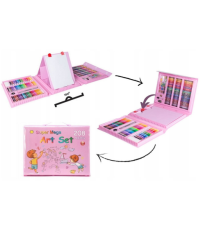 Set artistico per bambini 208pz Stationery set pink,pastelli,pennarelli,acquerelli,colla,pennelli,matite,gomme,fogli e altro