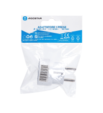 Adattatore rotondo a 1 via 16A bianco con spina 16A 250V, presa 16A 250V~ 1-WAY P17/11 max 1500W