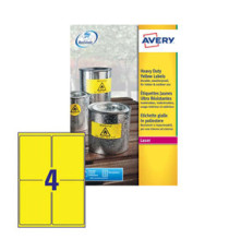 Etichette adesive L6127 - in poliestere - laser - permanenti - 99,1 x 139 mm - 4 et/fg - 20 fogli - giallo fluo - Avery Etichette adesive L6127 - in poliestere - laser - permanenti - 99,1 x 139 mm - 4 et/fg - 20 fogli - giallo fluo - Avery