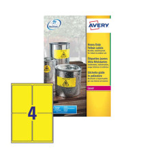Etichette adesive L6127 - in poliestere - laser - permanenti - 99,1 x 139 mm - 4 et/fg - 20 fogli - giallo fluo - Avery Etichette adesive L6127 - in poliestere - laser - permanenti - 99,1 x 139 mm - 4 et/fg - 20 fogli - giallo fluo - Avery