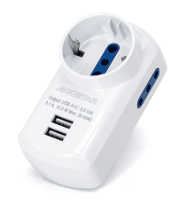 Adattatore italiano a 3 posti con 1 porta USB-A e USB-C type-c 3.1 presa:10A 2-WAY P11&1 WAY P30  spina:10A 250V S11 Adattatore italiano a 3 posti con 1 porta USB-A e USB-C type-c 3.1 presa:10A 2-WAY P11&1 WAY P30  spina:10A 250V S11