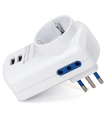 Adattatore italiano a 3 posti con 1 porta USB-A e USB-C type-c 3.1 presa:10A 2-WAY P11&1 WAY P30  spina:10A 250V S11 Adattatore italiano a 3 posti con 1 porta USB-A e USB-C type-c 3.1 presa:10A 2-WAY P11&1 WAY P30  spina:10A 250V S11