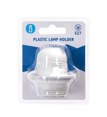 Portalampada E27 in plastica con terminale a molla, filettato, bianco spina: 4A 250V T210 Misura:58x60.3mm Portalampada E27 in plastica con terminale a molla, filettato, bianco spina: 4A 250V T210 Misura:58x60.3mm
