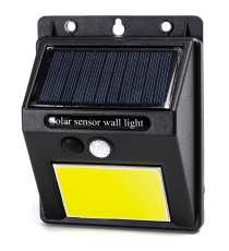 Applique LED COB solare con sensore di movimento nera 1.1W 130lumen 6500K Luce fredda IP65 lampada L96xW124xH48mm Applique LED COB solare con sensore di movimento nera 1.1W 130lumen 6500K Luce fredda IP65 lampada L96xW124xH48mm