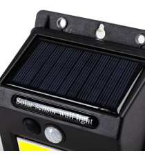 Applique LED COB solare con sensore di movimento nera 1.1W 130lumen 6500K Luce fredda IP65 lampada L96xW124xH48mm Applique LED COB solare con sensore di movimento nera 1.1W 130lumen 6500K Luce fredda IP65 lampada L96xW124xH48mm