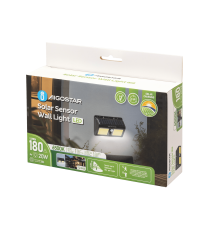 Applique LED COB solare con sensore di movimento nera 1.5W 200lumen 6500K Luce fredda IP65 lampada L192xW43xH115mm Applique LED COB solare con sensore di movimento nera 1.5W 200lumen 6500K Luce fredda IP65 lampada L192xW43xH115mm