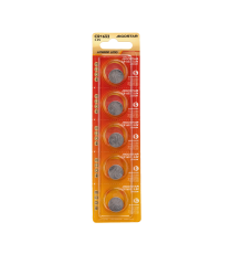 Batteria a bottone CR1632 3V 5pz al Litio - alta qualità, di grande durata - Dimensioni: L16xW16xH3.2mm