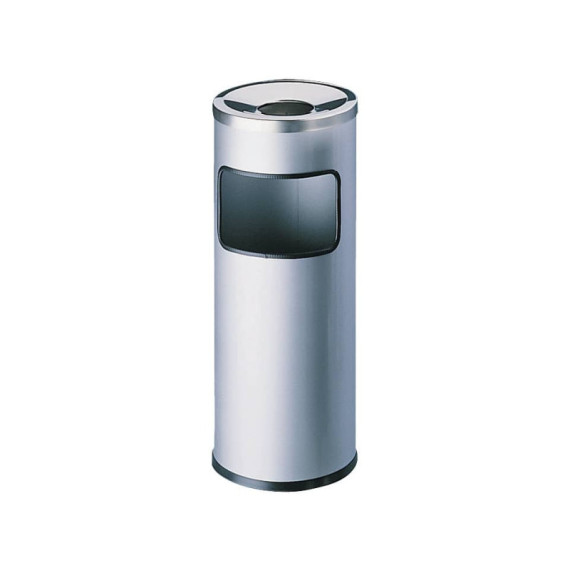 Posacenere DURABLE autoestinguente a colonna - cestino acciaio argento metallizzato base tonda - 333223