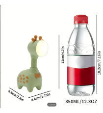 Lampada da scrivania retrattile giraffa,beige con ricarica usb, Innovativo design con collo allungabile, luce notturna