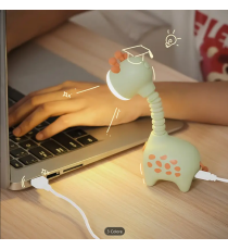 Lampada da scrivania retrattile giraffa,beige con ricarica usb, Innovativo design con collo allungabile, luce notturna