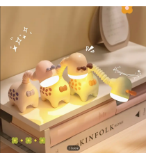 Lampada da scrivania retrattile giraffa,beige con ricarica usb, Innovativo design con collo allungabile, luce notturna