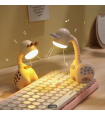 Lampada da scrivania retrattile giraffa,beige con ricarica usb, Innovativo design con collo allungabile, luce notturna