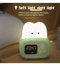 Lampada orologio sveglia toast da scrivania verde con ricarica usb,sveglia con conto alla rovescia luce notturna,funzione timer Lampada orologio sveglia toast da scrivania verde con ricarica usb,sveglia con conto alla rovescia luce notturna,funzione timer