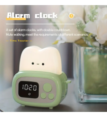 Lampada orologio sveglia toast da scrivania verde con ricarica usb,sveglia con conto alla rovescia luce notturna,funzione timer Lampada orologio sveglia toast da scrivania verde con ricarica usb,sveglia con conto alla rovescia luce notturna,funzione timer