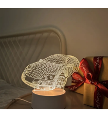 Lampada led 3D in acrilico modello macchina da scrivania con ricarica usb, luce notturna, lampada da comodino Lampada led 3D in acrilico modello macchina da scrivania con ricarica usb, luce notturna, lampada da comodino