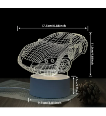 Lampada led 3D in acrilico modello macchina da scrivania con ricarica usb, luce notturna, lampada da comodino Lampada led 3D in acrilico modello macchina da scrivania con ricarica usb, luce notturna, lampada da comodino