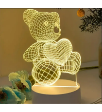 Lampada led 3D in acrilico modello orso da scrivania con ricarica usb, luce notturna, lampada da comodino Lampada led 3D in acrilico modello orso da scrivania con ricarica usb, luce notturna, lampada da comodino