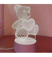 Lampada led 3D in acrilico modello orso da scrivania con ricarica usb, luce notturna, lampada da comodino