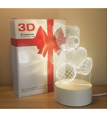 Lampada led 3D in acrilico modello orso da scrivania con ricarica usb, luce notturna, lampada da comodino