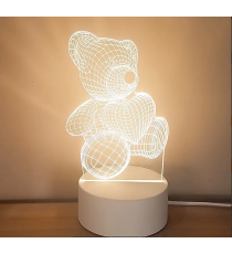 Lampada led 3D in acrilico modello orso da scrivania con ricarica usb, luce notturna, lampada da comodino
