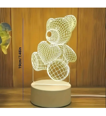 Lampada led 3D in acrilico modello orso da scrivania con ricarica usb, luce notturna, lampada da comodino Lampada led 3D in acrilico modello orso da scrivania con ricarica usb, luce notturna, lampada da comodino