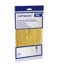 Coppia di guanti in lattice felpato R90 - tg S - giallo - Reflexx Coppia di guanti in lattice felpato R90 - tg S - giallo - Reflexx