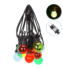 Catena luminosa led a basso voltaggio 10 lampadine colorate 6W 8mt,2700K,collegabile in serie,con ganci,IP44 da esterno, Catena luminosa led a basso voltaggio 10 lampadine colorate 6W 8mt,2700K,collegabile in serie,con ganci,IP44 da esterno,