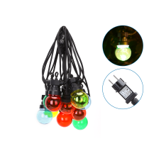 Catena luminosa led a basso voltaggio 10 lampadine colorate 6W 8mt,2700K,collegabile in serie,con ganci,IP44 da esterno, Catena luminosa led a basso voltaggio 10 lampadine colorate 6W 8mt,2700K,collegabile in serie,con ganci,IP44 da esterno,