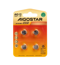 Batteria a bottone LR43 AG12 4pz 1.5V - alta qualità, di grande durata - Dimensioni: L11.6xW11.6xH4.2mm