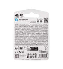 Batteria a bottone LR43 AG12 4pz 1.5V - alta qualità, di grande durata - Dimensioni: L11.6xW11.6xH4.2mm