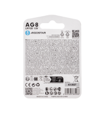 Batteria a bottone LR55 AG8 LR1120 4pz 1.5V - alta qualità, di grande durata - Dimensioni: L11.6xW11.6xH2.15mm