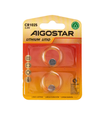 Batteria a bottone CR1025 3V 2pz al Litio - alta qualità, di grande durata - Dimensioni: L10xW10xH2.5mm