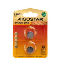 Batteria a bottone CR1632 3V 2pz al Litio - alta qualità, di grande durata - Dimensioni: L16xW16xH3.2mm