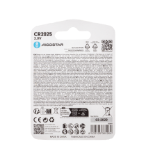 Batteria a bottone CR2025 3V 2pz al Litio - alta qualità, di grande durata - Dimensioni: L20xW20xH2.5mm