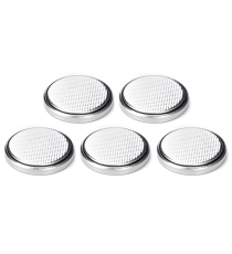 Batteria a bottone CR2032 3V 5pz al Litio - alta qualità, di grande durata - Dimensioni: L20xW20xH3.2mm