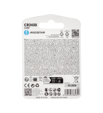 Batteria a bottone CR2430 3V 2pz al Litio - alta qualità, di grande durata - Dimensioni: L24.5xW24.5xH3.0mm Batteria a bottone CR2430 3V 2pz al Litio - alta qualità, di grande durata - Dimensioni: L24.5xW24.5xH3.0mm