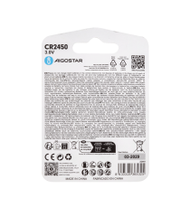 Batteria a bottone CR2450 3V 2pz al Litio - alta qualità, di grande durata - Dimensioni: L24.5xW24.5xH5.0mm Batteria a bottone CR2450 3V 2pz al Litio - alta qualità, di grande durata - Dimensioni: L24.5xW24.5xH5.0mm