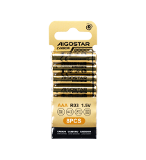 Batteria zinco-carbone mini stilo AAA LR03 1.5V 8pz alta qualità, di grande durata - Senza mercurio e rispettoso dell'ambiente