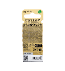 Batteria zinco-carbone mini stilo AAA LR03 1.5V 8pz alta qualità, di grande durata - Senza mercurio e rispettoso dell'ambiente