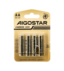 Batteria zinco-carbone stilo AA LR6 1.5V 4pz alta qualità, di grande durata - Senza mercurio e rispettoso dell'ambiente