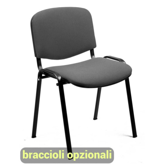 Sedia visitatore 4 gambe Unisit Dado D5S acciaio nero - rivestimento Eco - grigio chiaro - conf. 4 pezzi - D5S/4/EI