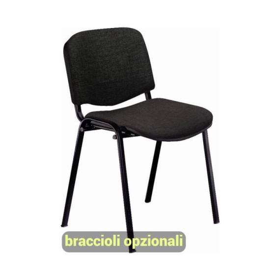 Sedia visitatore 4 gambe Unisit Dado D5S acciaio nero - rivestimento Eco - nero - conf. 4 pezzi - D5S/4/EN