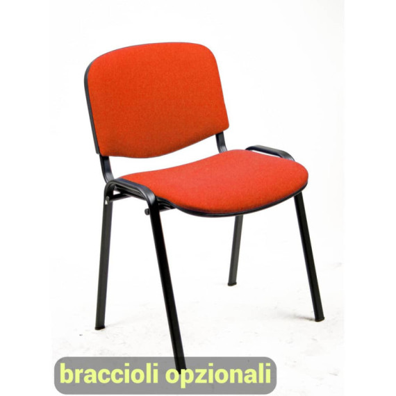 Sedia visitatore 4 gambe Unisit Dado D5S acciaio nero - rivestimento ignifugo rosso - Conf. 4 pezzi - D5S/4/IR