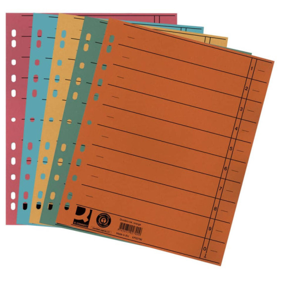 Separatore per archivio con perforazione universale Q-Connect 24x30 cm 230 g/m² assortiti conf. da 100 - KF00642