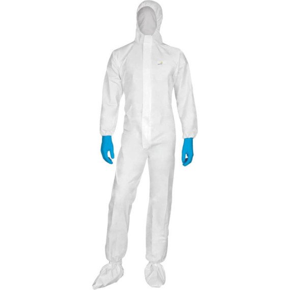 Tute da lavoro DELTA PLUS con cappuccio elasticizzata monouso - chiusura con zip PPL bianco - M - DT115TM