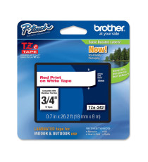 Brother - Nastro - Rosso/Bianco - TZE242 - 18mm x 8mt