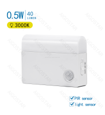 Luce led per armadio con sensore 40lm luce calda 3000K, 0.5W, on/off automatico tramite sensore + pulsante ,rilevamento a 3mt Luce led per armadio con sensore 40lm luce calda 3000K, 0.5W, on/off automatico tramite sensore + pulsante ,rilevamento a 3mt