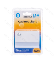 Luce led per armadio con sensore 40lm luce calda 3000K, 0.5W, on/off automatico tramite sensore + pulsante ,rilevamento a 3mt