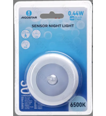 Luce notturna tonda con sensore di movimento 30 lumen, luce fredda 6500K, 0.44W, a batteria, Distanza di rilevamento 2-5mt