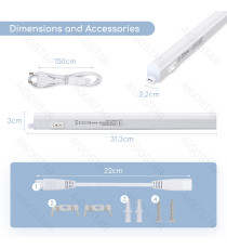 Tubo LED T5 4w,480 lumen,luce fredda 6500K,lampada batten light misura L313xW22xH30mm Equivalenza incandescente: 41W Tubo LED T5 4w,480 lumen,luce fredda 6500K,lampada batten light misura L313xW22xH30mm Equivalenza incandescente: 41W